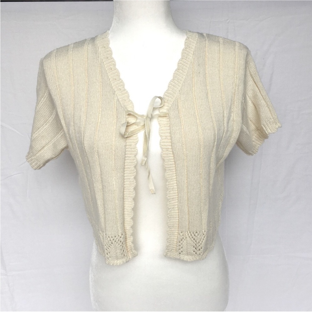 My Michelle Cream Knit Tie-Front Cardigan Top